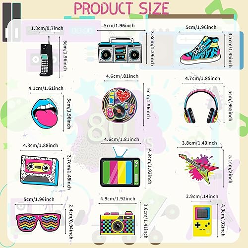 Miniatura 2 de 12 llaveros de fiesta de los años 80, llaveros acrílicos con temática musical, llavero retro de los años 80 para fiestas temáticas musicales de los