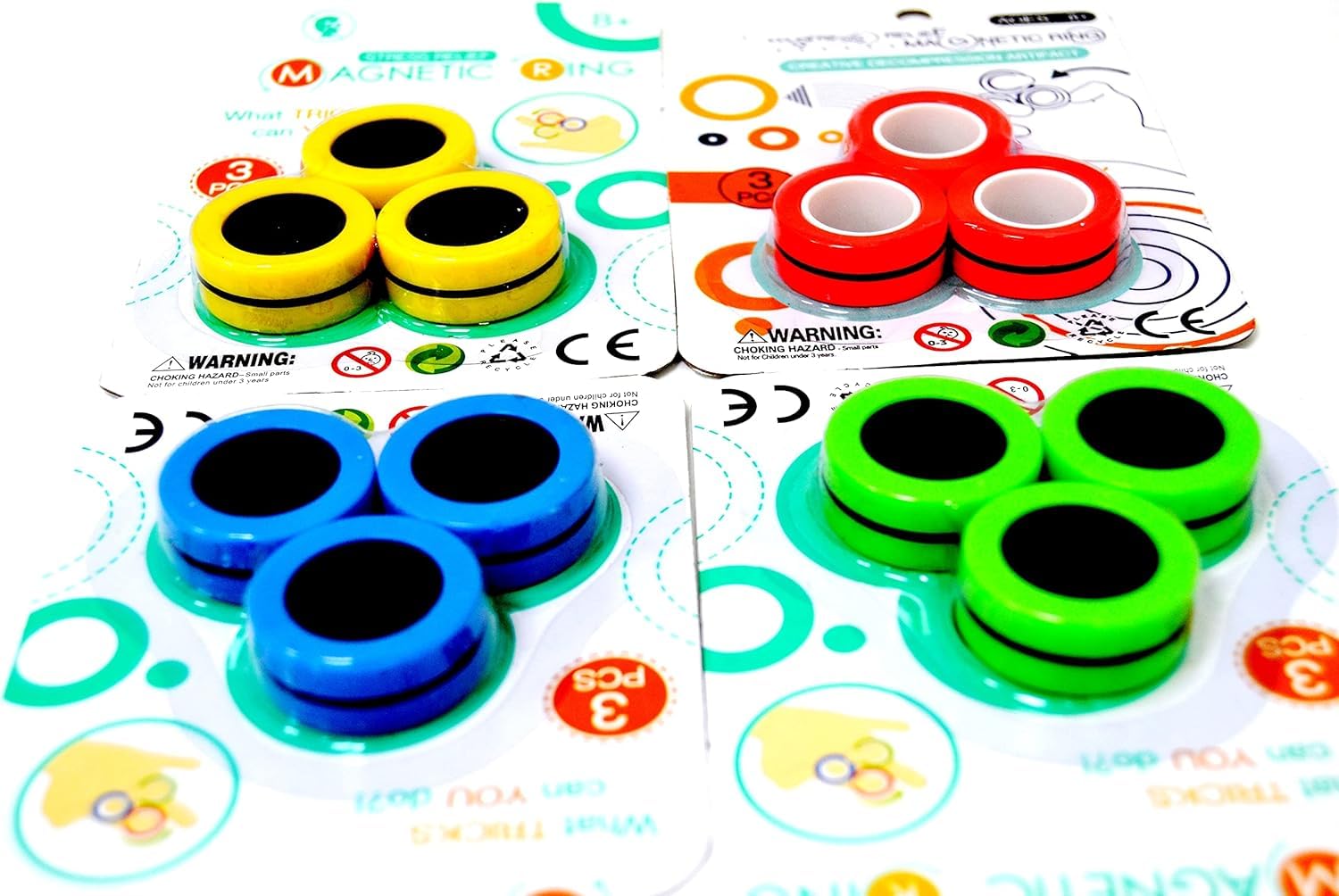 SHAKTISM® Magnetic Fidget Rings for Stress Relief, Magnetic Rings Toys  Magical Finger Spinning Toy Spinner Random Colour Dispatched -1Pc