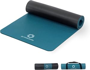 Primasole Yoga Mat Eco-Friendly Material 1/2 inch Non-Slip Yoga Pilates Fitness at Home & Gym 4 Colors with Carrying Case & Strap