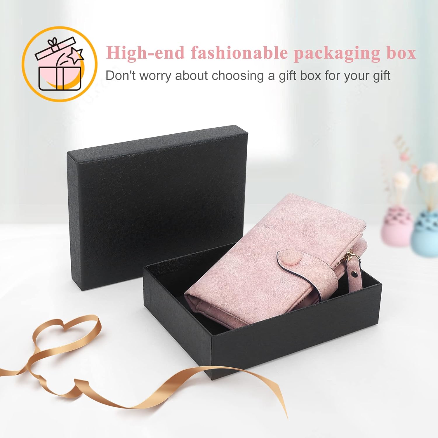 RFID Wallets for Women, Large Capacity Faux Suede Leather Small Womens Wallet with Wristlet (Pink) - Image 7