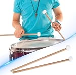 2Pcs Snare Drum Timpani Stick, 15 Inch Length Wool Felt Head Drum Stick with Wooden Handle, White Multi-Purpose Bass Drum Mallet for Musical Instrument Accessories