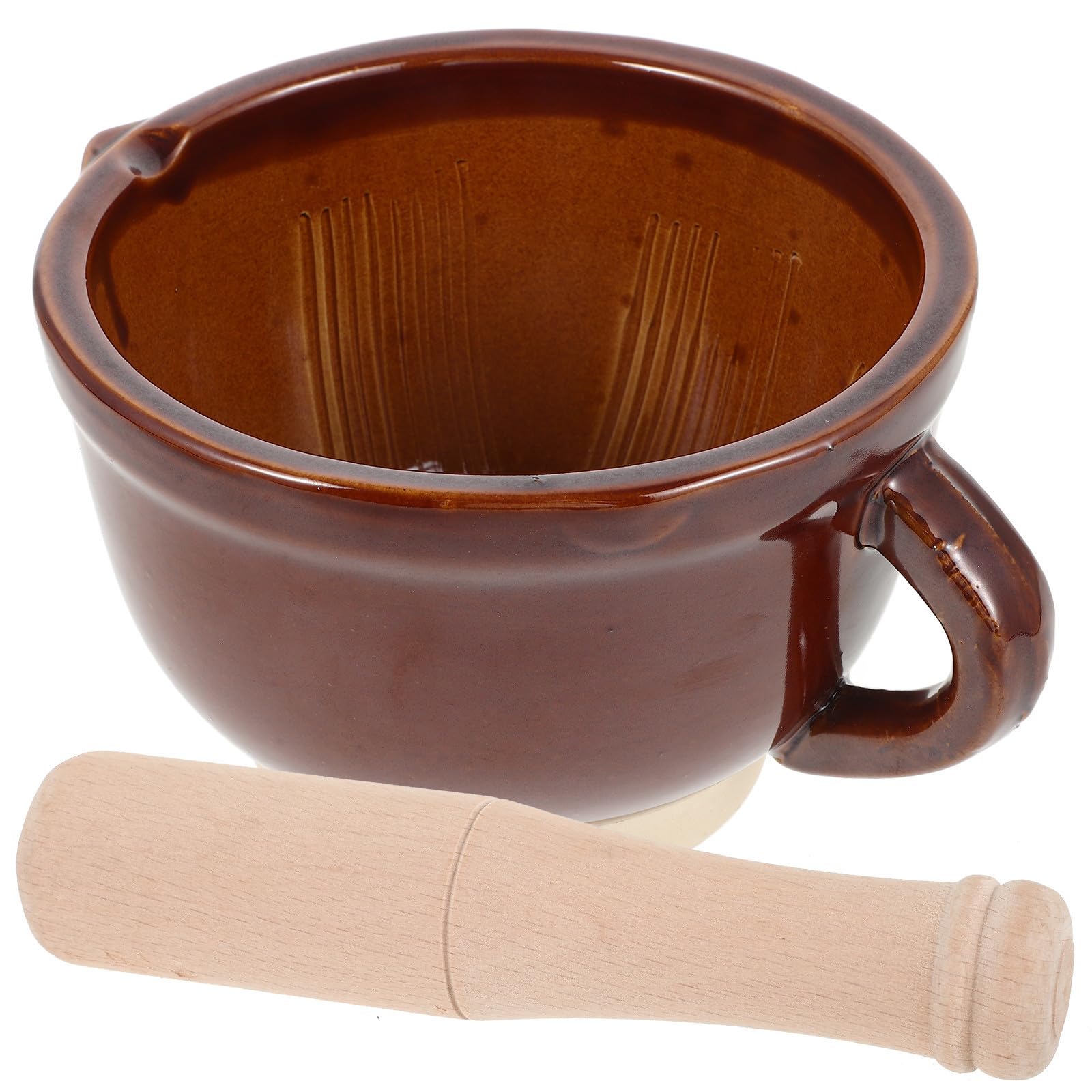 VALICLUD Mortier Broyer Bois et Pilon Céramique Écraser en Léger pour Accessoire L'ail Épices la Cuisine pour Pharmacies