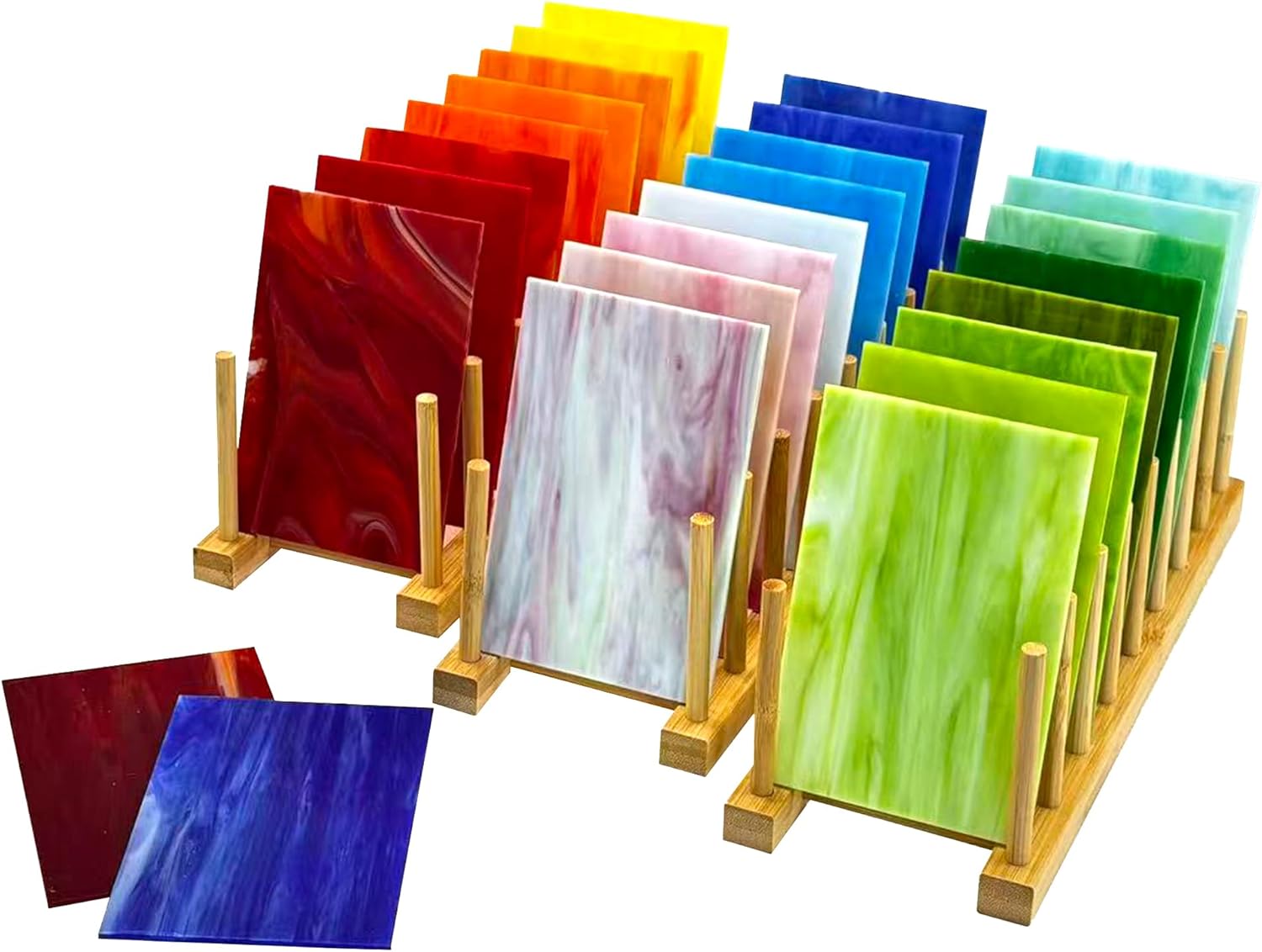 26 Sheets Opaque Stained Glass Kit for Beginners - 6 x 4 Inch Colored Opalescent Art Glass for Mosaic Art, DIY Starter Projects & Craft Supplies - Easy to Cut & Shape
