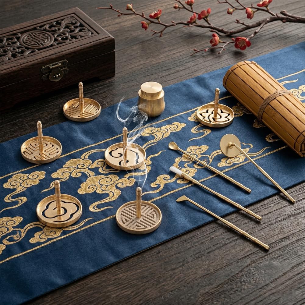 BENECREAT 11 Pack Incense Making Kit, 6 Styles Incense Bress Molds, Brass Incense Jar for Chinese Making Meditation Home Fragrance