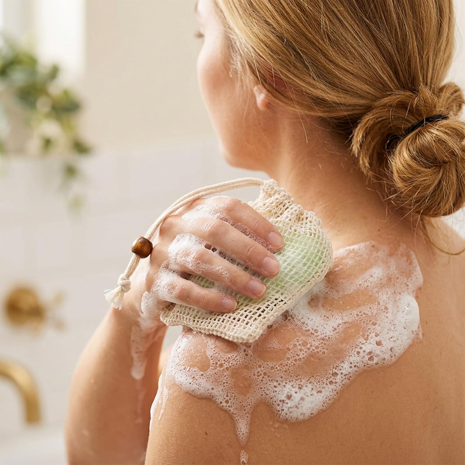 10pcs Cotton Soap Saver Bag, Mesh Exfoliating Bar Soap Pouch with Drawstring