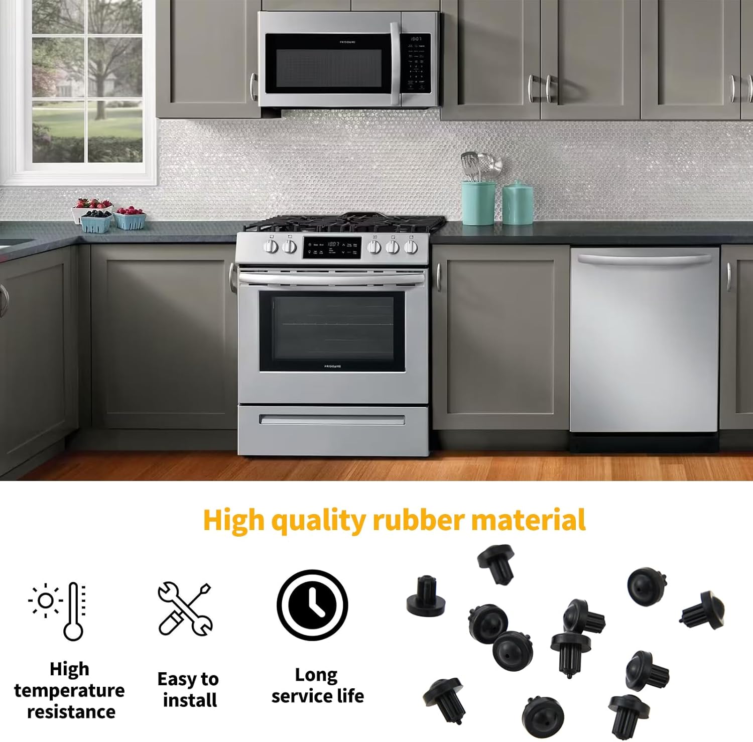 5304475129 AP4499988 Grate Rubber Feet for Frigidaire Gas Stove Top Range Grate Foot Rubber Pads Frigidaire Stove Parts Rubber Grate Bumpers Stove Replacement Cooktop Grate Foot 12 Pack
