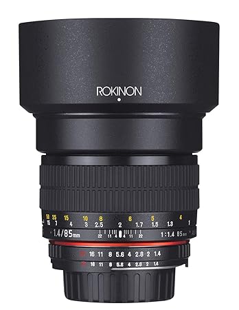 Rokinon AE85M-C 85mm F1.4 Aspherical Lens with Built in AE Chip for Canon DSLR Cameras (Black)