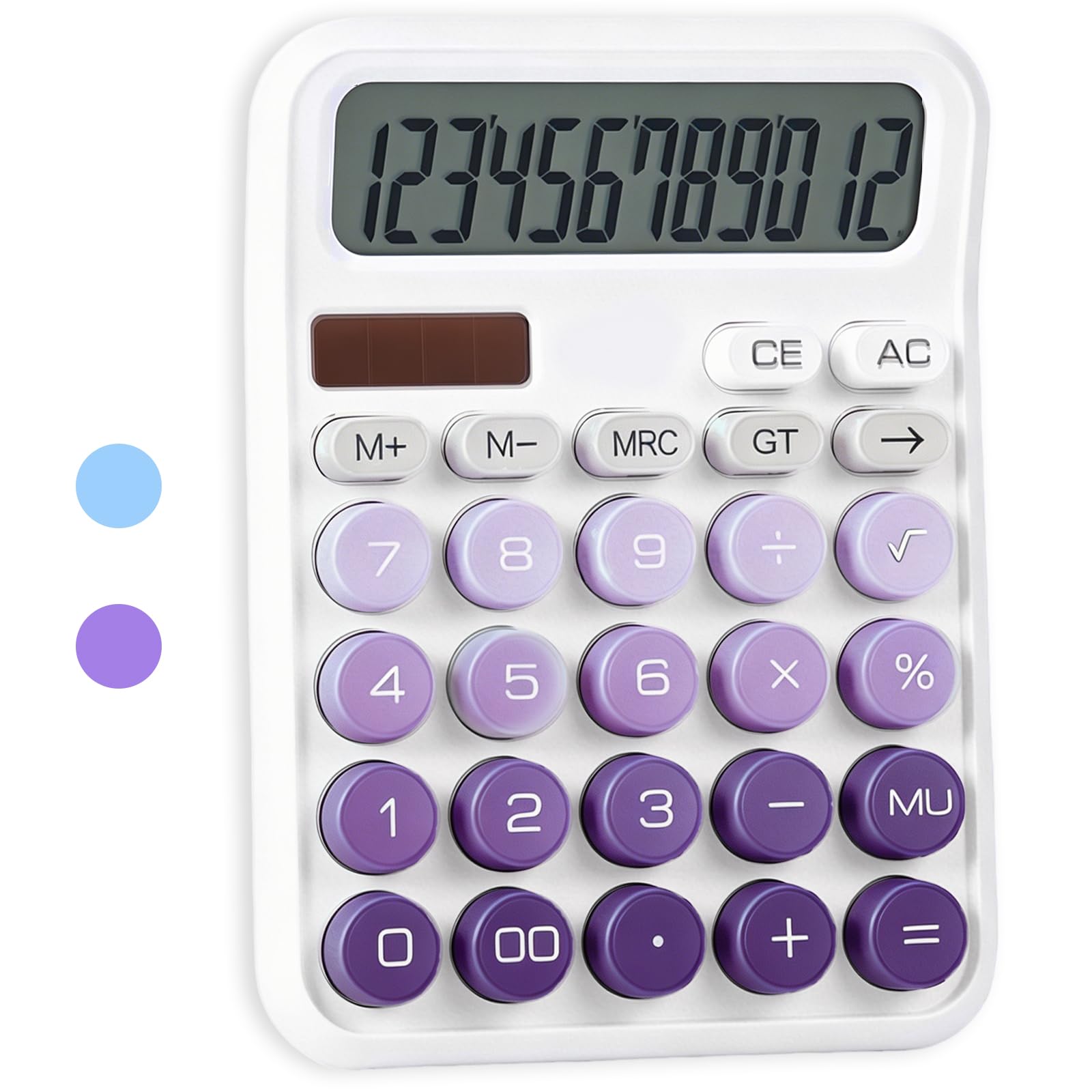 12-Digit Calculator with Solar & Battery Power/Large LCD Display, Purple