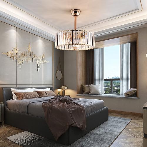 Miniatura 3 de LOYALHEARTDY Ventilador de techo enjaulado dorado con luz y control remoto de 6 velocidades, reversible, sin ruido, pantalla de cristal de 18