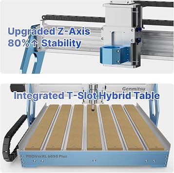 Genmitsu CNC Machine PROVerXL 6050 Plus for Metal Wood Acrylic MDF Carving, GRBL Control, 3 Axis Milling CNC Router Machine, Hybrid Table, Working Area 600 x 500 x 115mm (23.62 x 19.69 x 4.53)