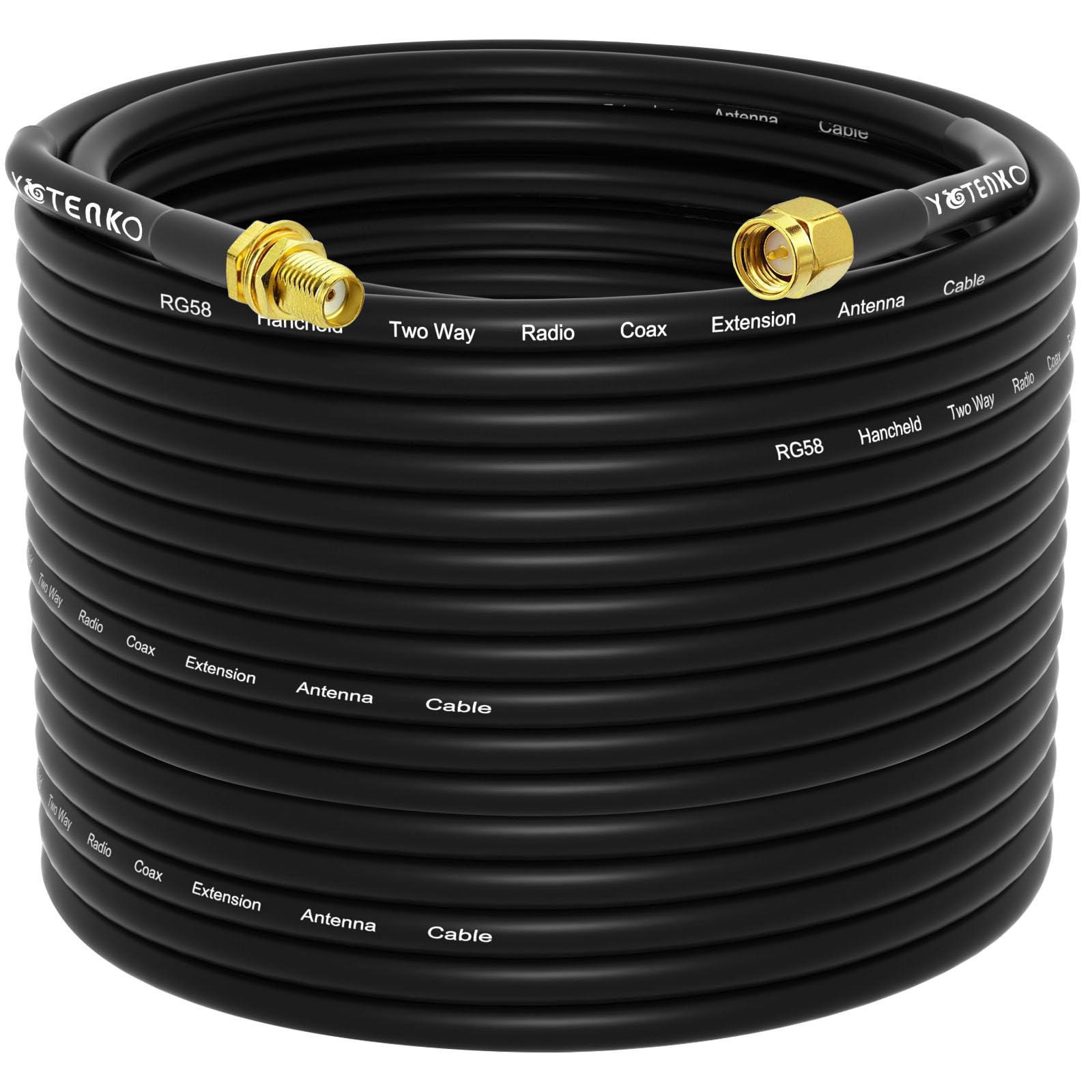YOTENKO 100FT SMA Female to SMA Male RG58 Coaxial Cable, SMA Antenna Extension Cable Relocation 50 Ohm