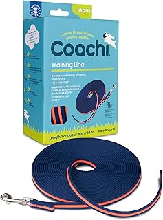 Coachi Training Line 10m Safe Training Outdoors, Recall Training, Dog and Puppy Socialisation, Lightweight, Soft to Hold, Perfect for Stopping Chasing, Suitable for Medium and Large Dogs and Puppies
