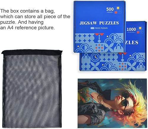 Miniatura 7 de Rompecabezas Cool Rock Girl de 500 piezas para adultos, rompecabezas educativos de aprendizaje, juguetes familiares difíciles y desafiantes con