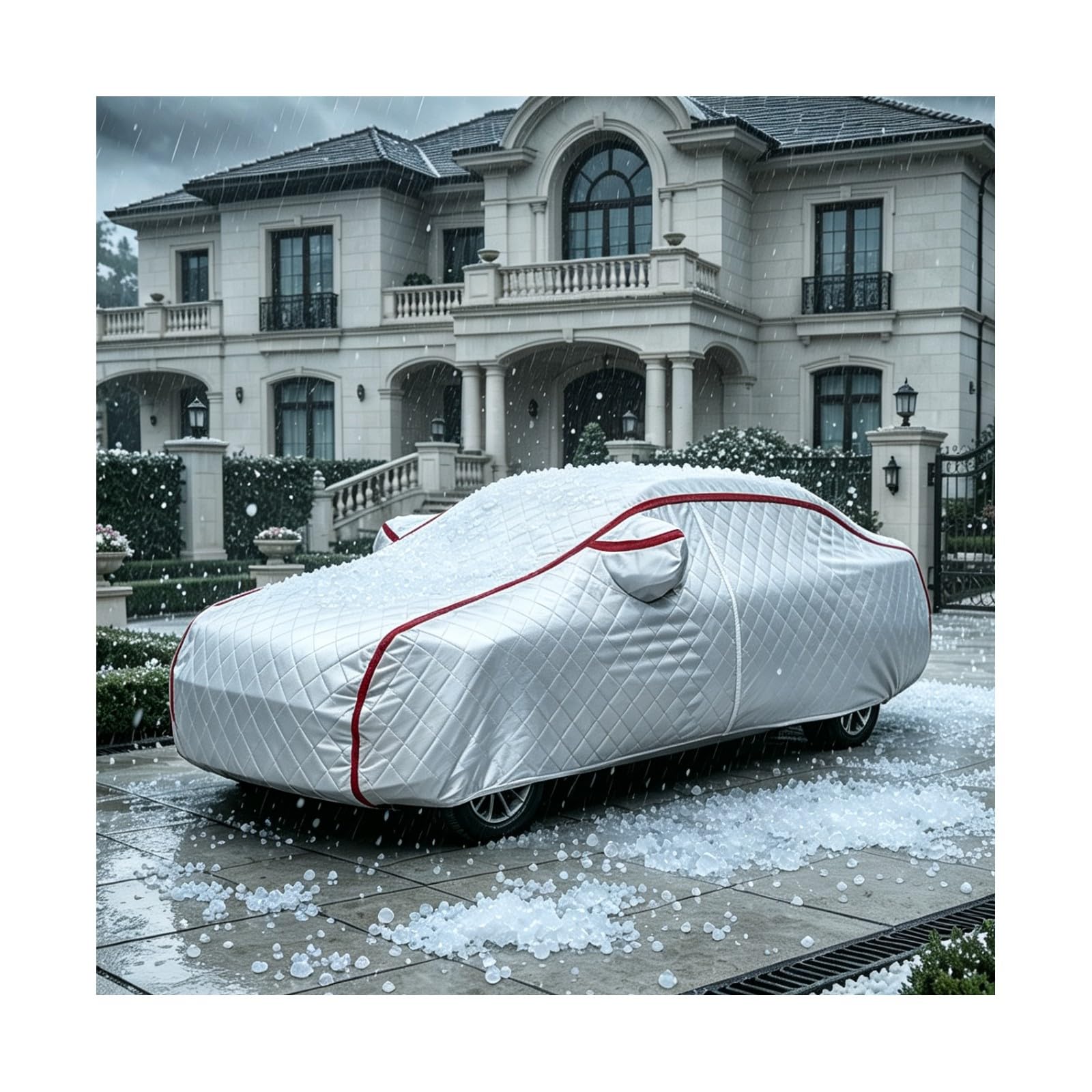 Telo Copriauto Antigrandine per Jaguar XJ Coupe | Protezione antigrandine, con strisce riflettenti fluorescenti per una maggiore sicurezza durante la guida notturna