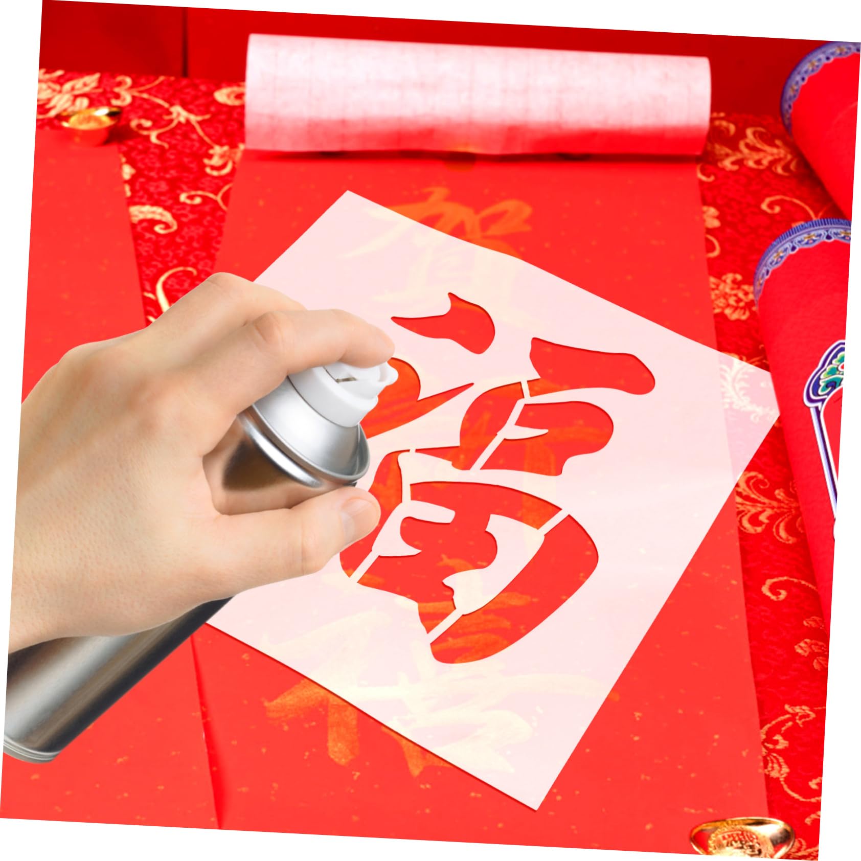 Operitacx 3 Pièces Modèle de mot Fu pochoir mot chinois fu modèle d'art chinois modèle pochoir lettre décoration moule gateau modèle d'aérographe s l'animal de compagnie