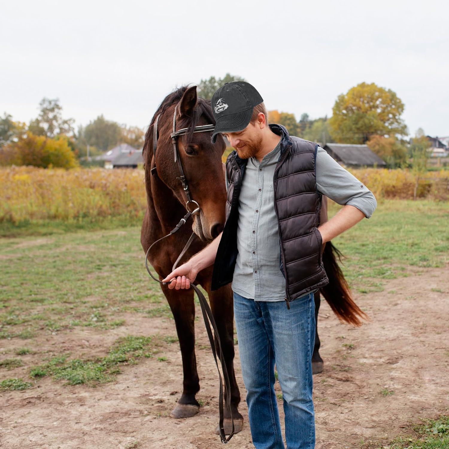 Women's Running Horse Hat for Horse Lover - Adjustable Vintage Distressed Washed Baseball Cap for Men Women - Image 8