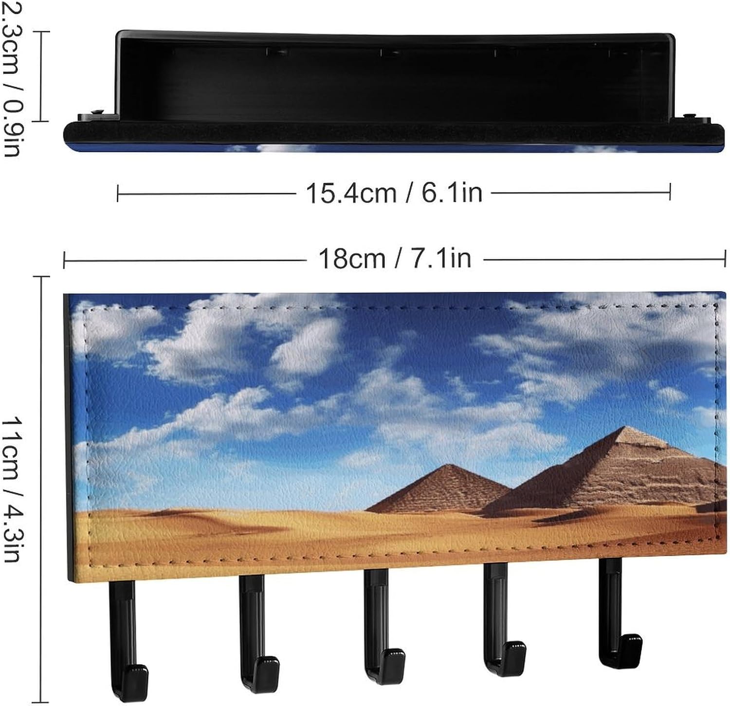 Key Holder Wall Mount Key Hanger with 5 Hooks, Decorative Key Rack | Desert Sky Hanging Key Hooks with Mail Organizer for Wall Living Room Kitchen Bathroom Hallway