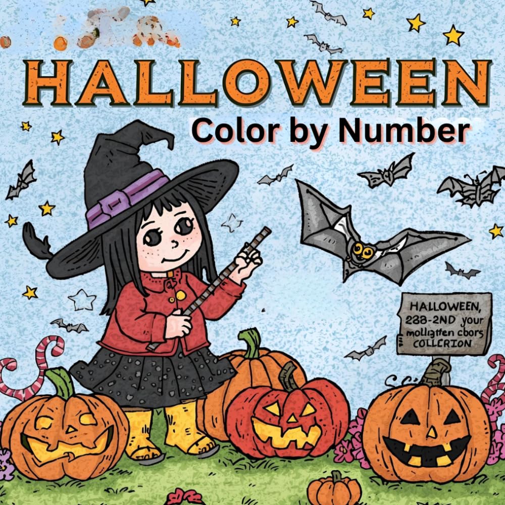 Halloween Color by Number: For Kids 4-8, 40 unique Pictures