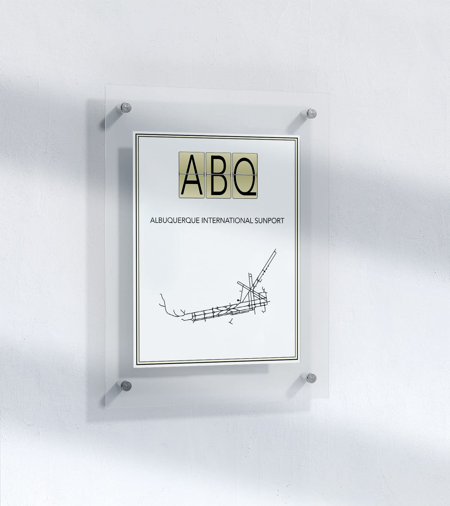 MG Global Map of Albuquerque New Mexico International Airport Runway Sunport | 11x17 12x18 16x24 24x36 Unframed Poster | Minimalist Print for Gift | Modern Hometown City Wall Art for Home Office Decor