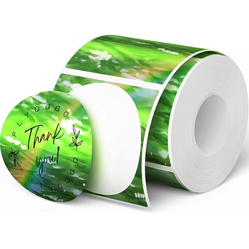 2 Inch Round Holographic Thermal Sticker Labels, Printable Thermal Labels Sticker Rainbow Glitter for Price, Barcode, Name, DIY Custom Logo Design, Ocean Green(200Pcs/Roll)