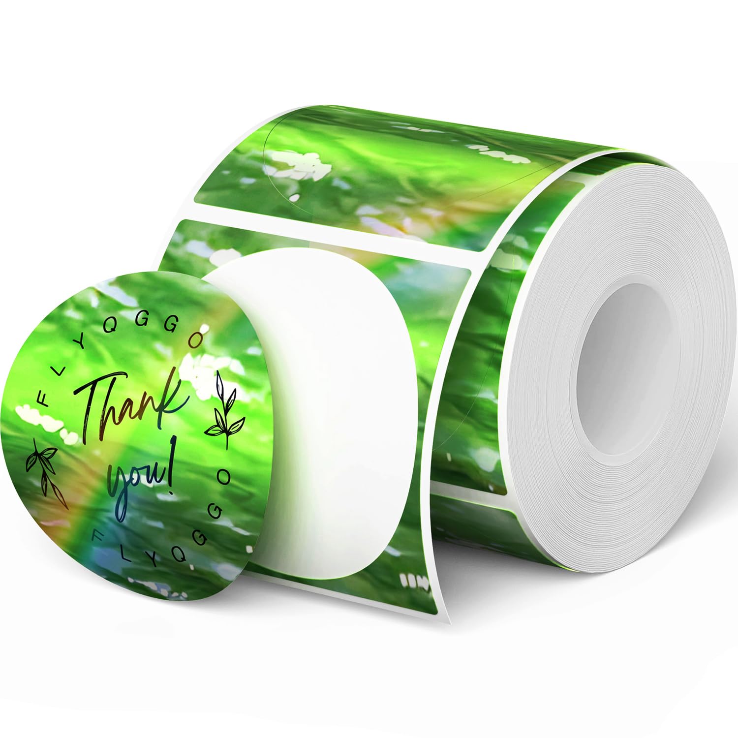FLYQGGO 2 Inch Round Holographic Thermal Sticker Labels, Printable Thermal Labels Sticker Rainbow Glitter for Price, Barcode, Name, DIY Custom Logo