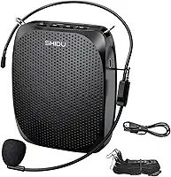 SHIDU Amplificador de voz portátil microfone pessoal fone de ouvido para falar sistema mini PA recarregável para professores guias turísticos treinadores sala de aula canto yoga fitness instrutores