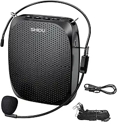 SHIDU Amplificador de voz portátil microfone pessoal fone de ouvido para falar sistema mini PA recarregável para professores guias turísticos treinadores sala de aula canto yoga fitness instrutores