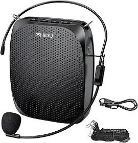 SHIDU Amplificador de voz portátil microfone pessoal fone de ouvido para falar sistema mini PA recarregável para professores guias turísticos treinadores sala de aula canto yoga fitness instrutores