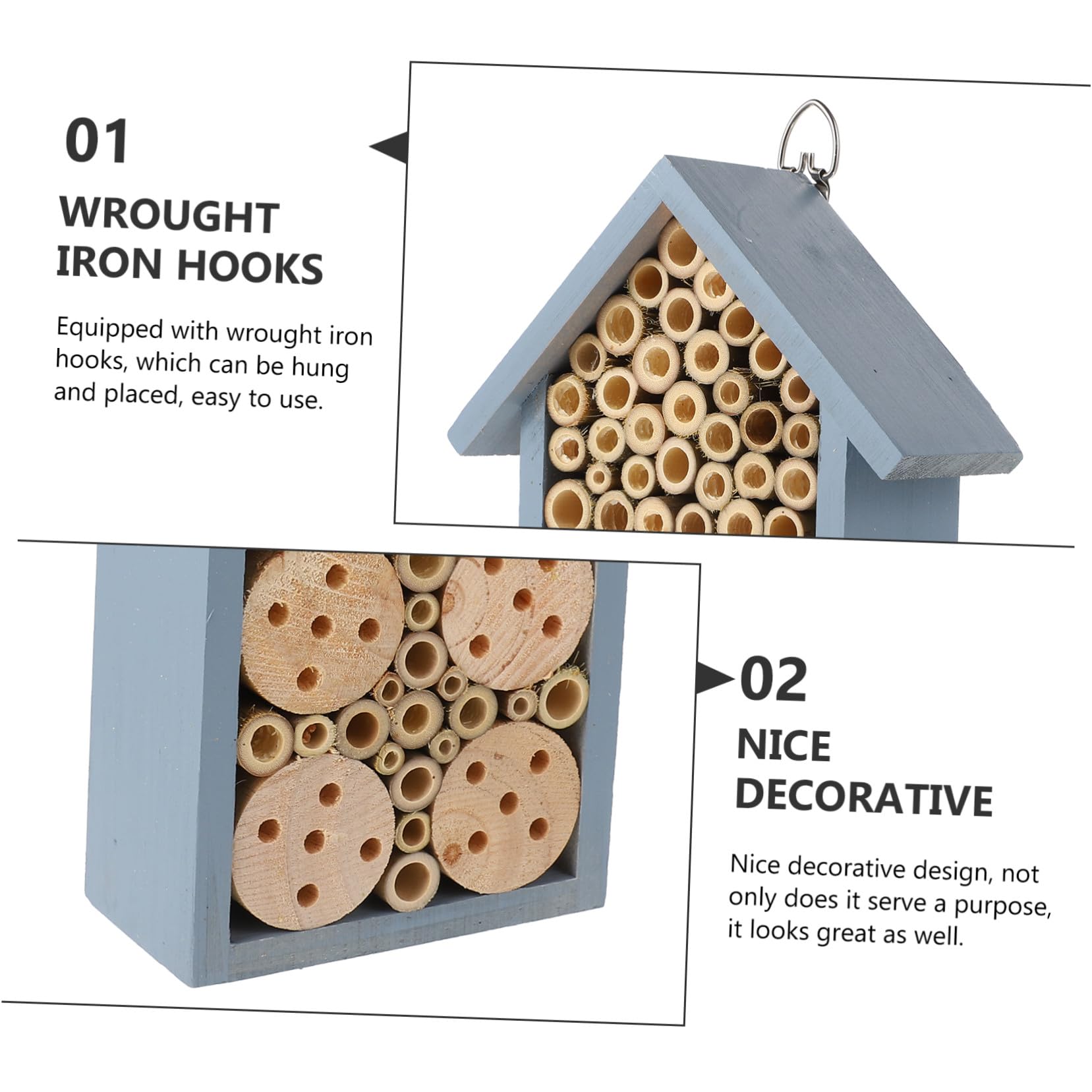 Insektenhaus Für Bienen Und Marienkäfer Blau Lackiertes Insektenhotel Mit Schutzdach Geeignet Für Garten Terrasse