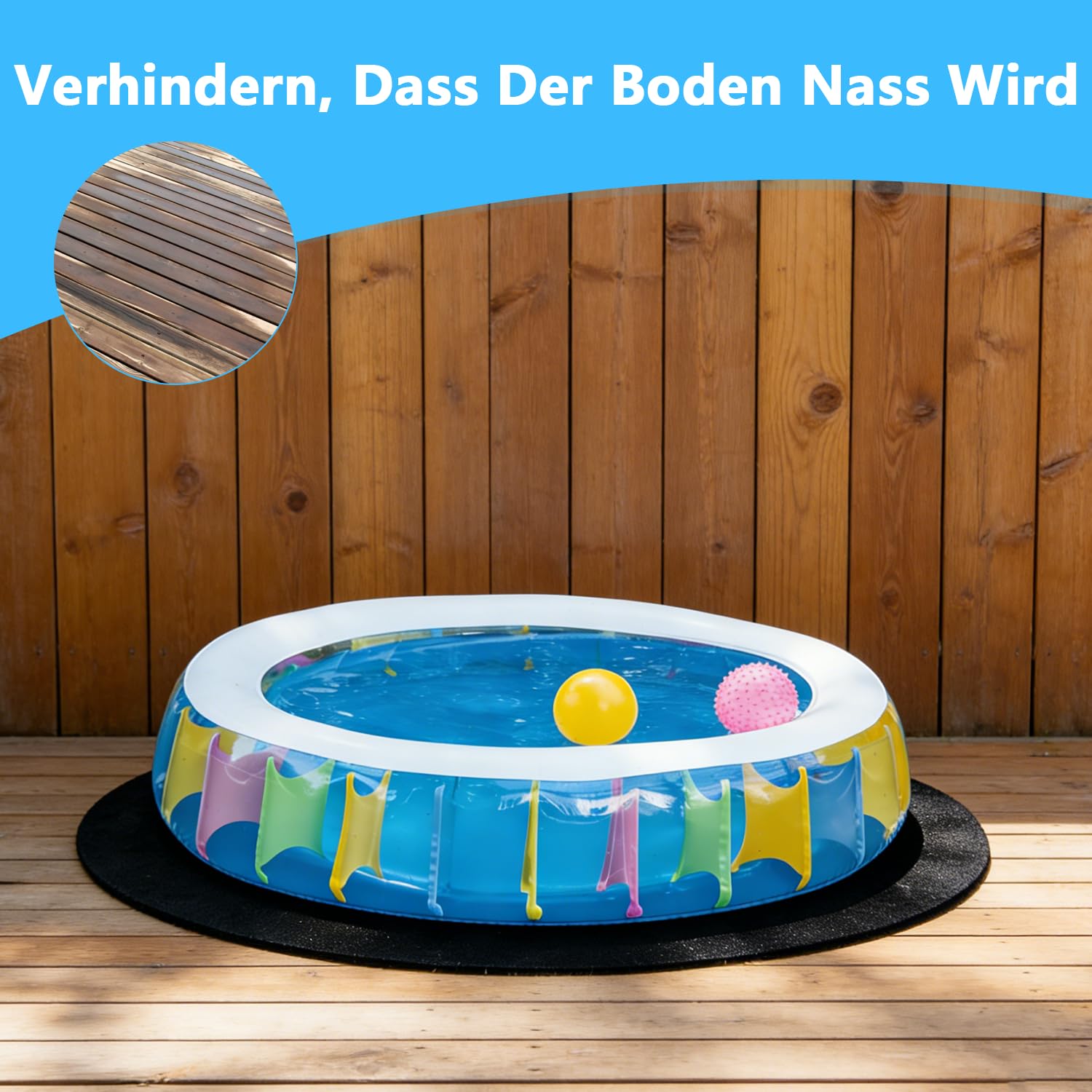 Tappetino rotondo per piscina, 366, antiscivolo, antistrappo, impermeabile, per piscina, vasca idromassaggio