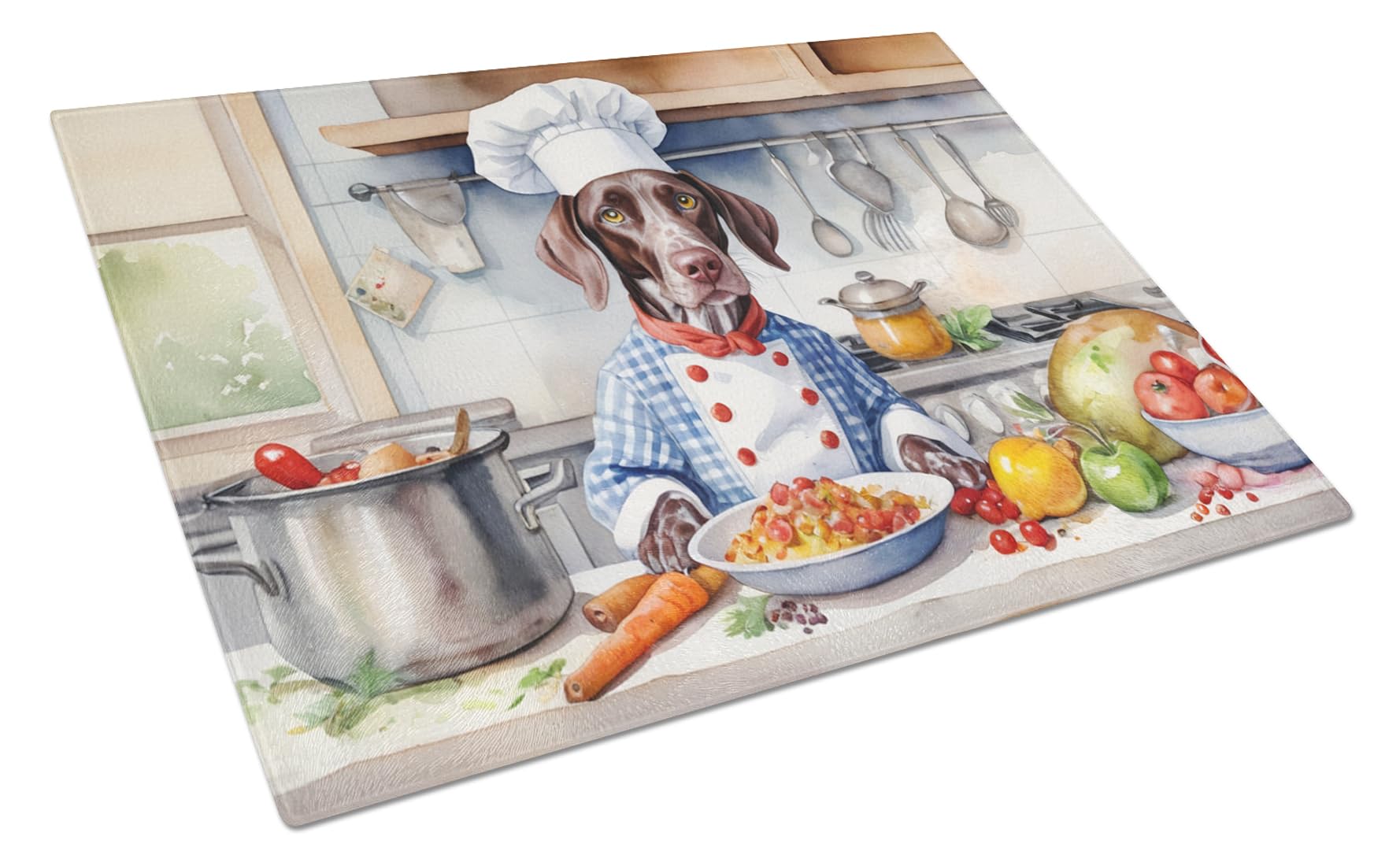 Caroline's Treasures DAC6254LCB German Shorthaired Pointer The Chef Glass Cutting Board Decorative Tempered Glass Kitchen Cutting and Serving Board