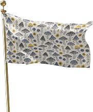 Blue Grey Mushroom Flag 3x5 FT Double Sided Yard House Flag Polyester Garden Flags Seasonal Farmhouse Botanical Daisy Flowers Banner Flags with Brass Grommets for Outdoor Indoor Home Decor