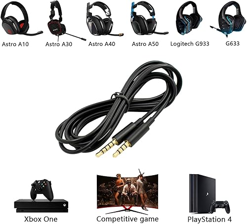 Miniatura 2 de JAINTA - Cable de repuesto A10 A40 compatible con auriculares Astro A10 A40 A30 A50, cable compatible con Xbox One Play Station 4, PS4, cable de