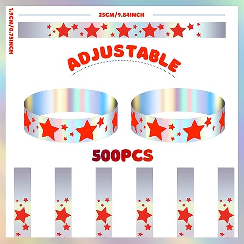 Miniatura 3 de Glenmal 500 pulseras para eventos, pulseras de estrella de neón a granel para eventos, de plástico, impermeables, de carnaval, pulseras adhesivas