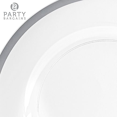 Miniatura 6 de Party Bargains - Bajoplatos de 13 pulgadas (8 unidades) transparentes con borde plateado Bajoplatos desechables de plástico resistente. Bajoplatos