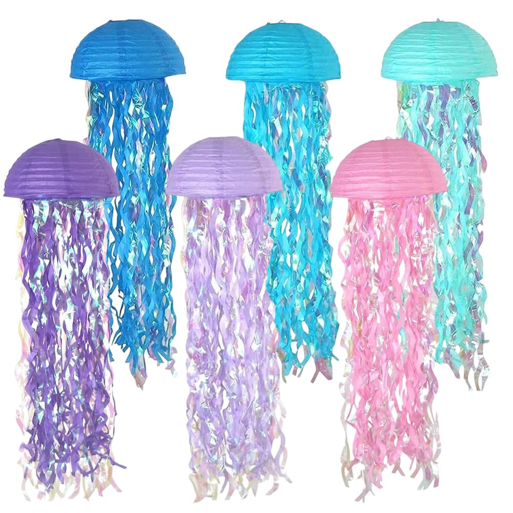 Lanterne di Carta Meduse, 6 Pezzi Lanterne di Carta Colori da Appendere a Sirena Per Feste Di Compleanno, Decorazione Subacquea, Decorazione Da Appendere Per Oceano, Tema, Feste