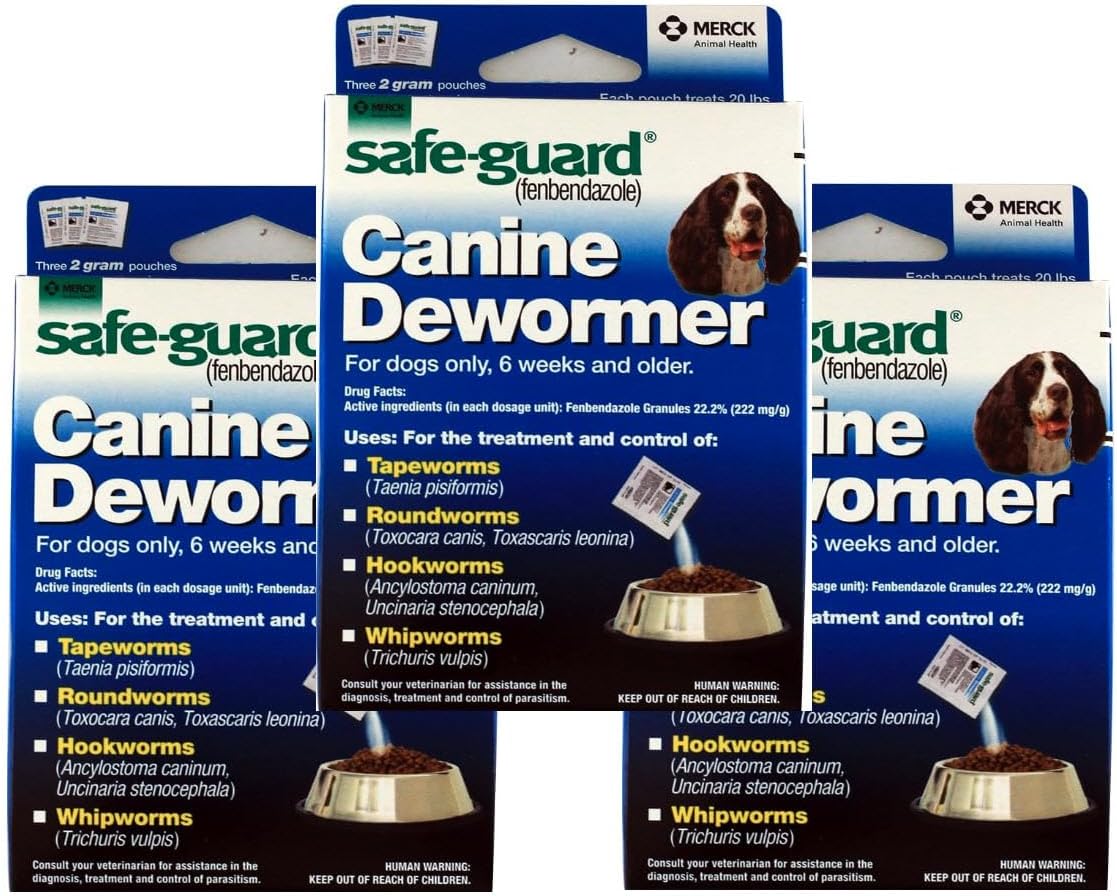 Canine Dewormer For Dogs Only, 6 Weeks and Older, 9 Pouches Total(3 Packages with 3 Pouches each)