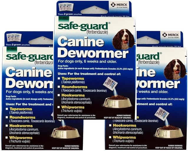 Safe-Guard Canine Dewormer For Dogs Only, 6 Weeks and Older, 9 Pouches Total(3 Packages with 3 Pouches each)