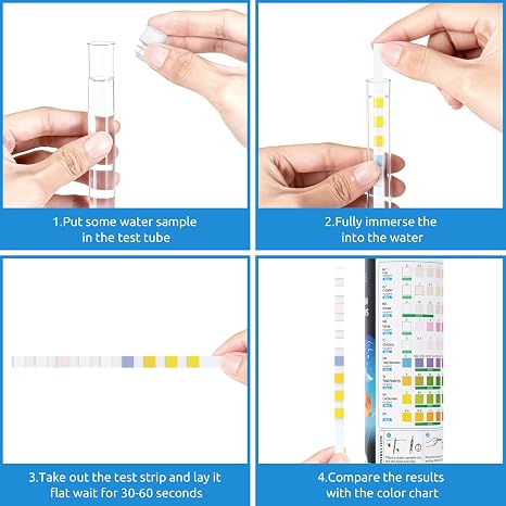 SEAOURA 9-in-1 Aquarium Test Kit for Fish Tanks - 65 Strips Water Testing Strips for Aquariums & Ponds Accurate Testing Iron,Copper,Nitrate,Nitrite,Chlorine,Hardness,Alkalinity,Carbonate,pH