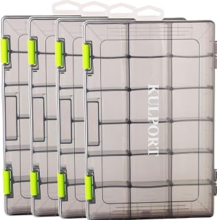 Tackle Boxes Plastic Storage Organizer Box with Removable Dividers,3600 Tackle Tray,Lure Box and Terminal Tackle Storage,4 Packs Tackle Trays-Grey