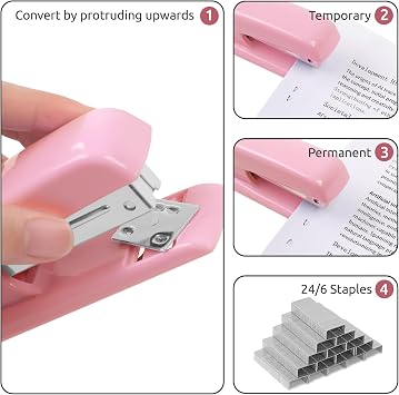 Office Accessories, 10Pcs, 360-Degree Rotating Pen Holder, Office Supplies Include Stapler, Tape, Tape Holder, Scissors, Ruler, Staple Remover, 1 Box of Staples, Paper Clips Kit for Office School