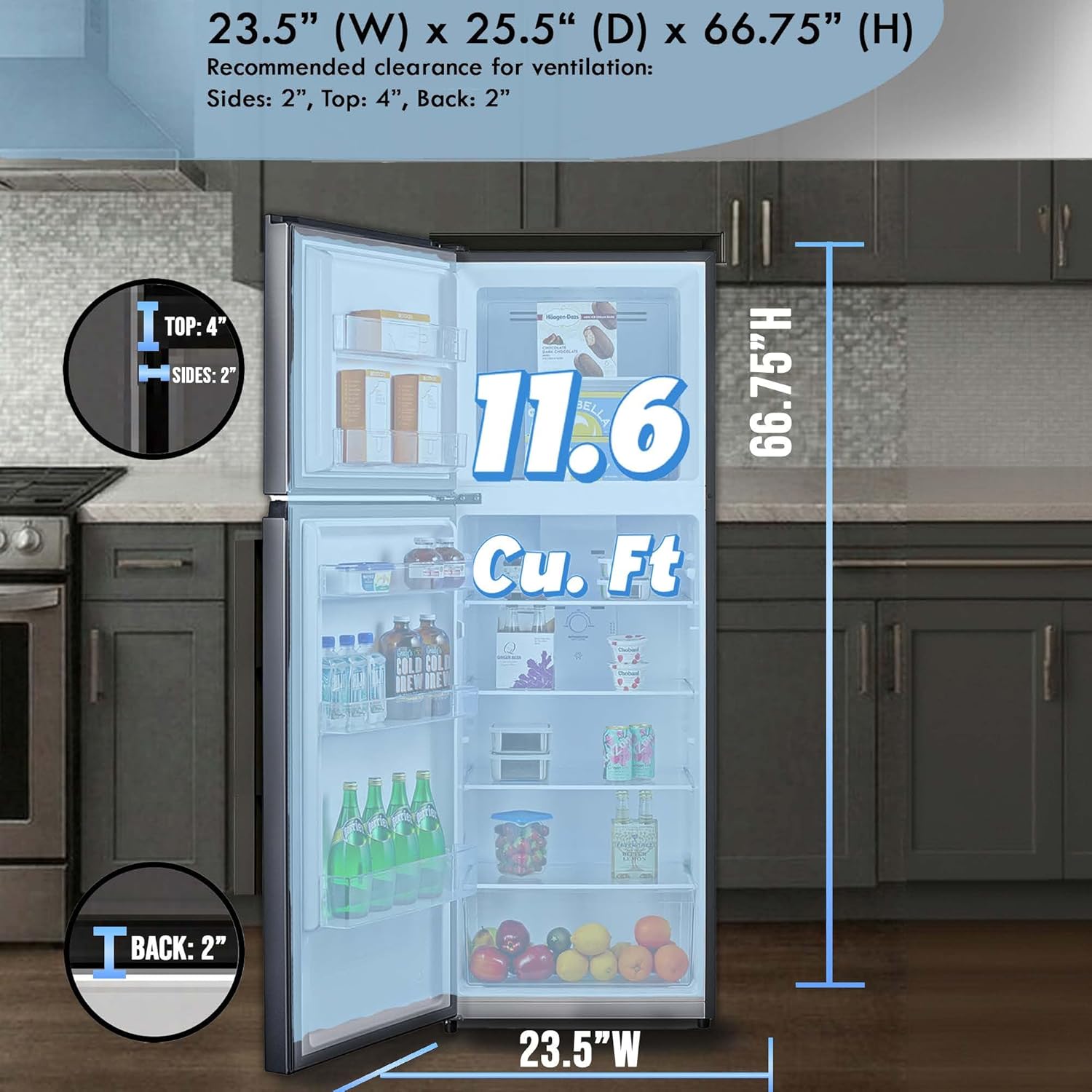 Summit 30” Top Mount Refrigerator - Freezer, 18 cu.ft. Capacity, ENERGY STAR, Stainless steel - FF18SS