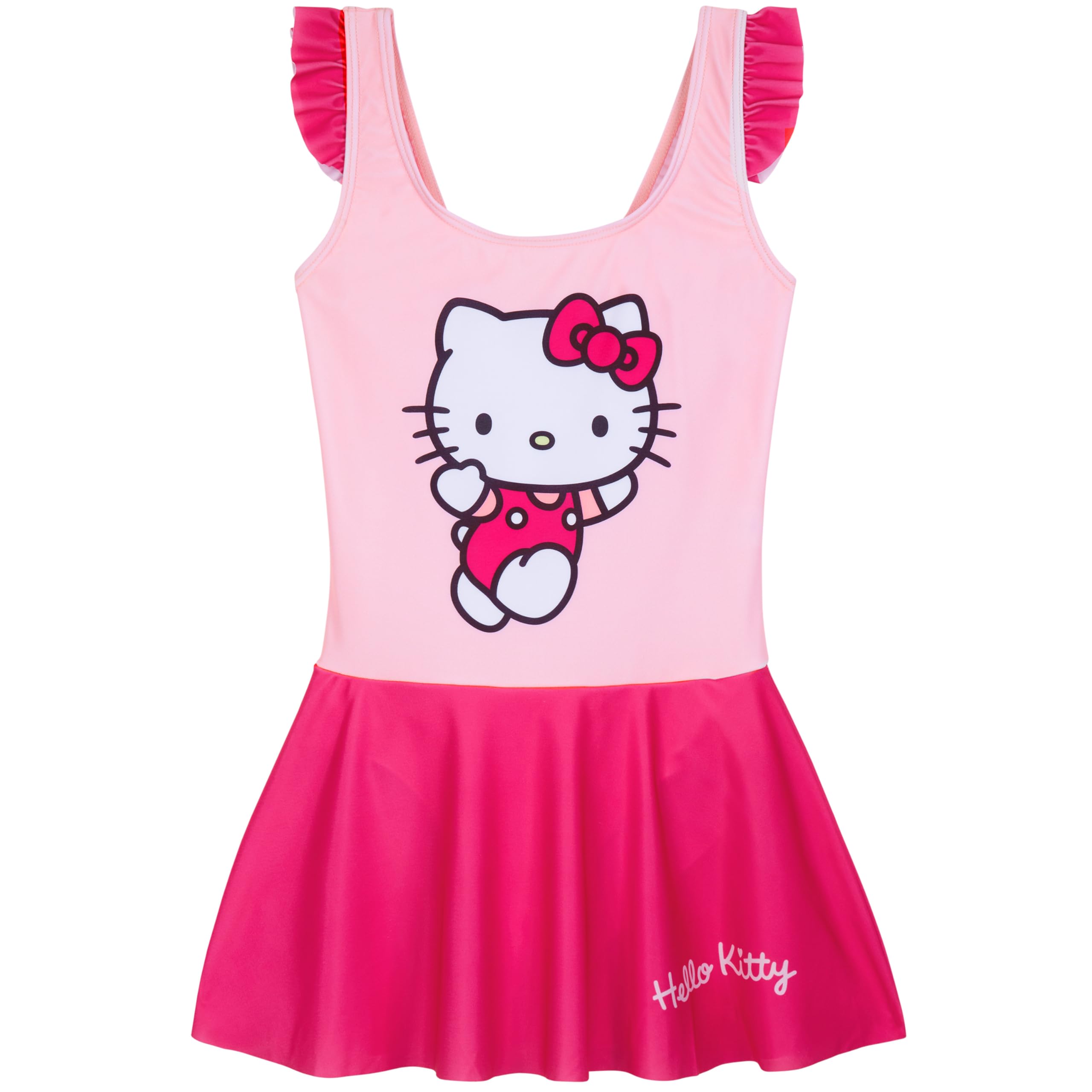 Get Trend Hello Kitty One Piece Girls Swimming Costume Swim Dress Stretchy Kawaii Swimsuit Comfy Teenagers Swimwear for Beach Pool Holiday Essentials (5-6 Years, Pink Hello Kitty)
