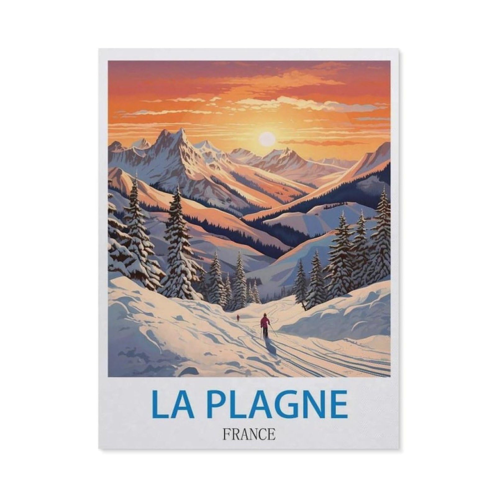 BEAYODKP 5D Diamond Painting Set ，La Plagne France ， Ski（40 x 50 cm）