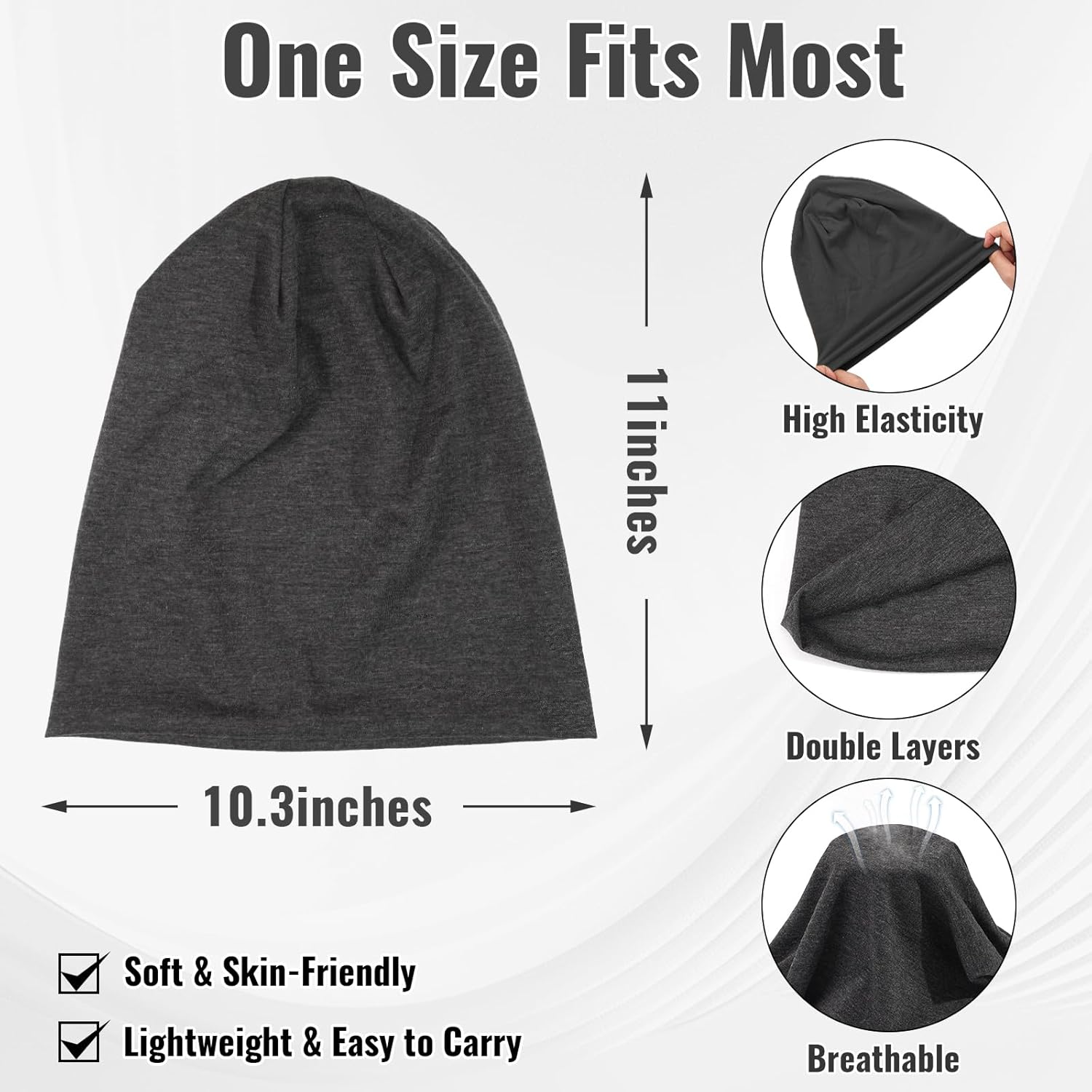 Qearl Slouchy Beanie Hat for Men Soft Sleep Hats for Women Running Beanies Skull Cap Multicolor - Image 3