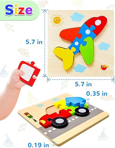 Miniatura 5 de Yetonamr Rompecabezas de madera para niños pequeños, juguetes de regalo para niños y niñas, 8 formas de vehículo, juguete Montessori, bloques