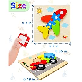 Yetonamr Wooden Toddler Puzzles Gifts Toys for Boys Girls, 8 Vehicle Shape Montessori Toy Educational Blocks Kids Toys Gift Baby Learning Toy