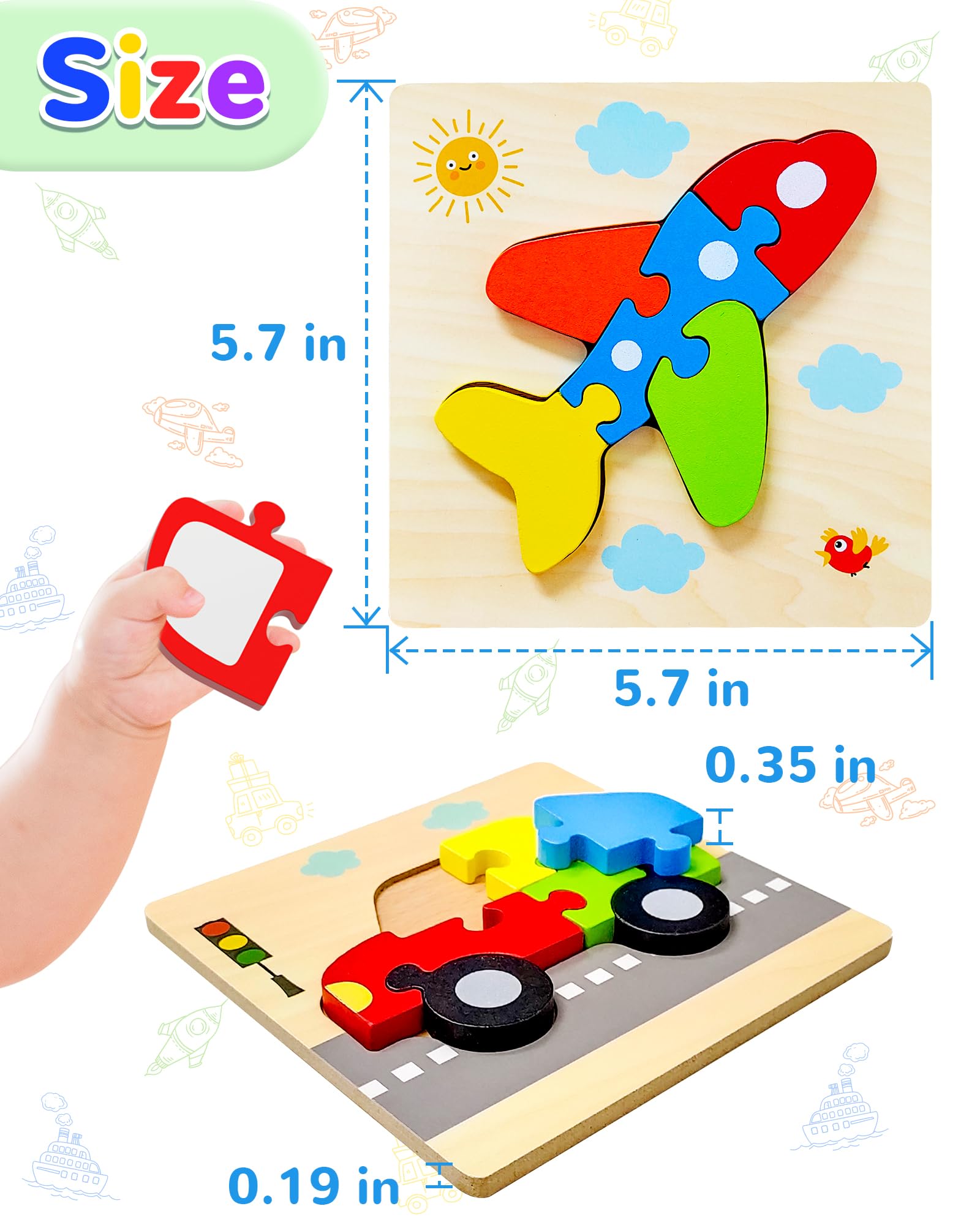 Rompecabezas de madera para niños pequeños, juguetes de regalo para niños y niñas, 8 formas de vehículo, juguete Montessori, bloques educativos, juguetes para niños, regalo de juguete de 5