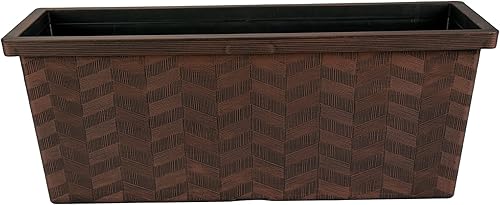 The HC Companies 27 Inch Borden Rectangular Planter Box - Large Lightweight Outdoor Plastic Plant Pot for Vegetables, Herbs, Flowers Inch Chestnut