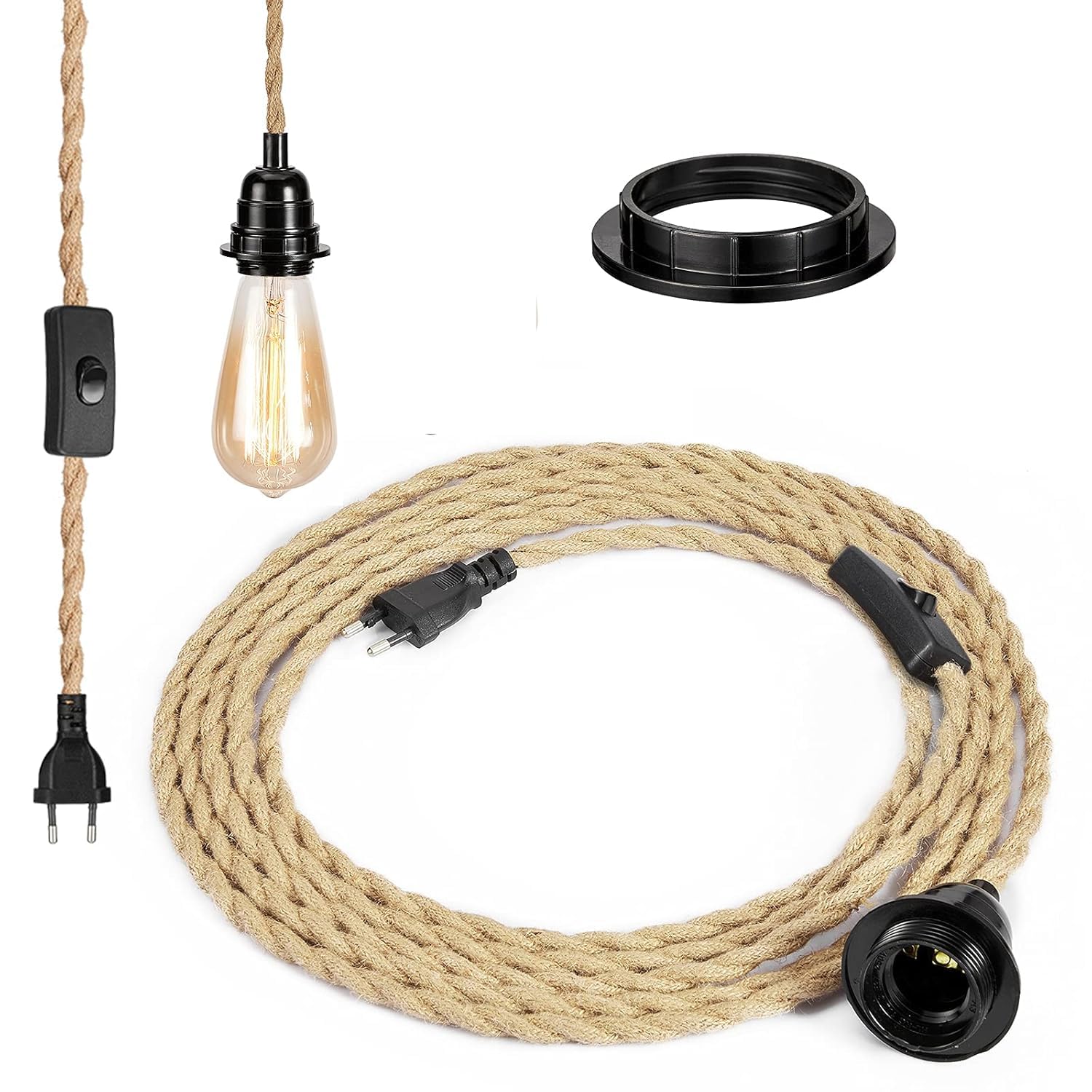 Elektrisches Kabel Mit Stoffgeflecht – 2-adrig, 18 AWG, 5 M, Hellgold, Für DIY & Lampen